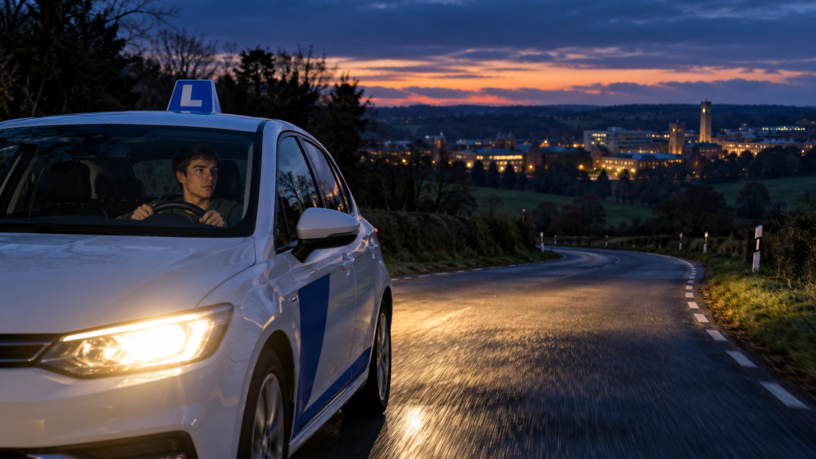 Conduite de nuit sur une route du Brabant wallon près de Louvain-la-Neuve